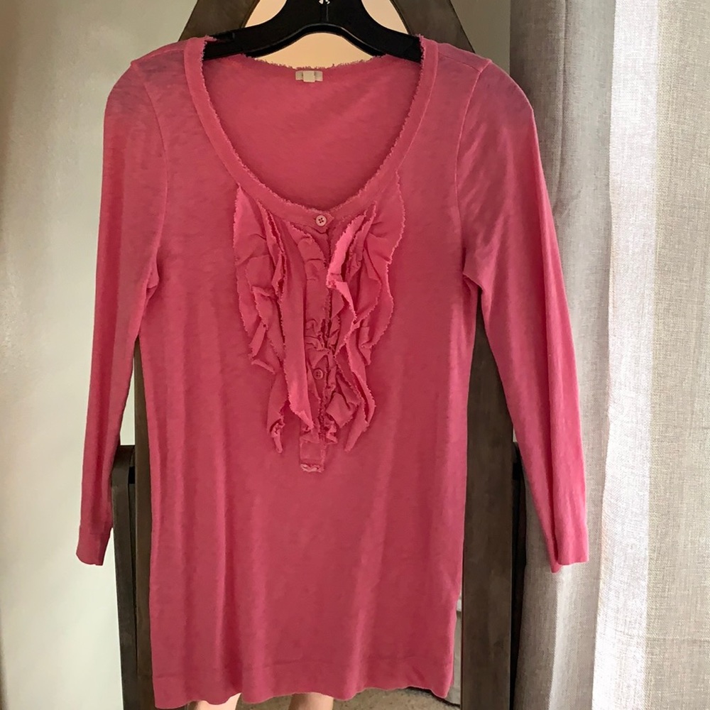 J. Crew pink ruffle top